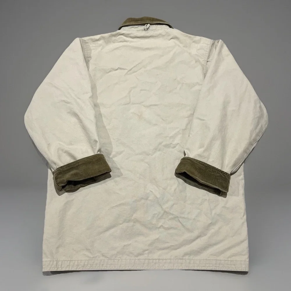VTG Abercrombie & Fitch Country Mens Cream Corduroy Collar Canvas Chore Coat S